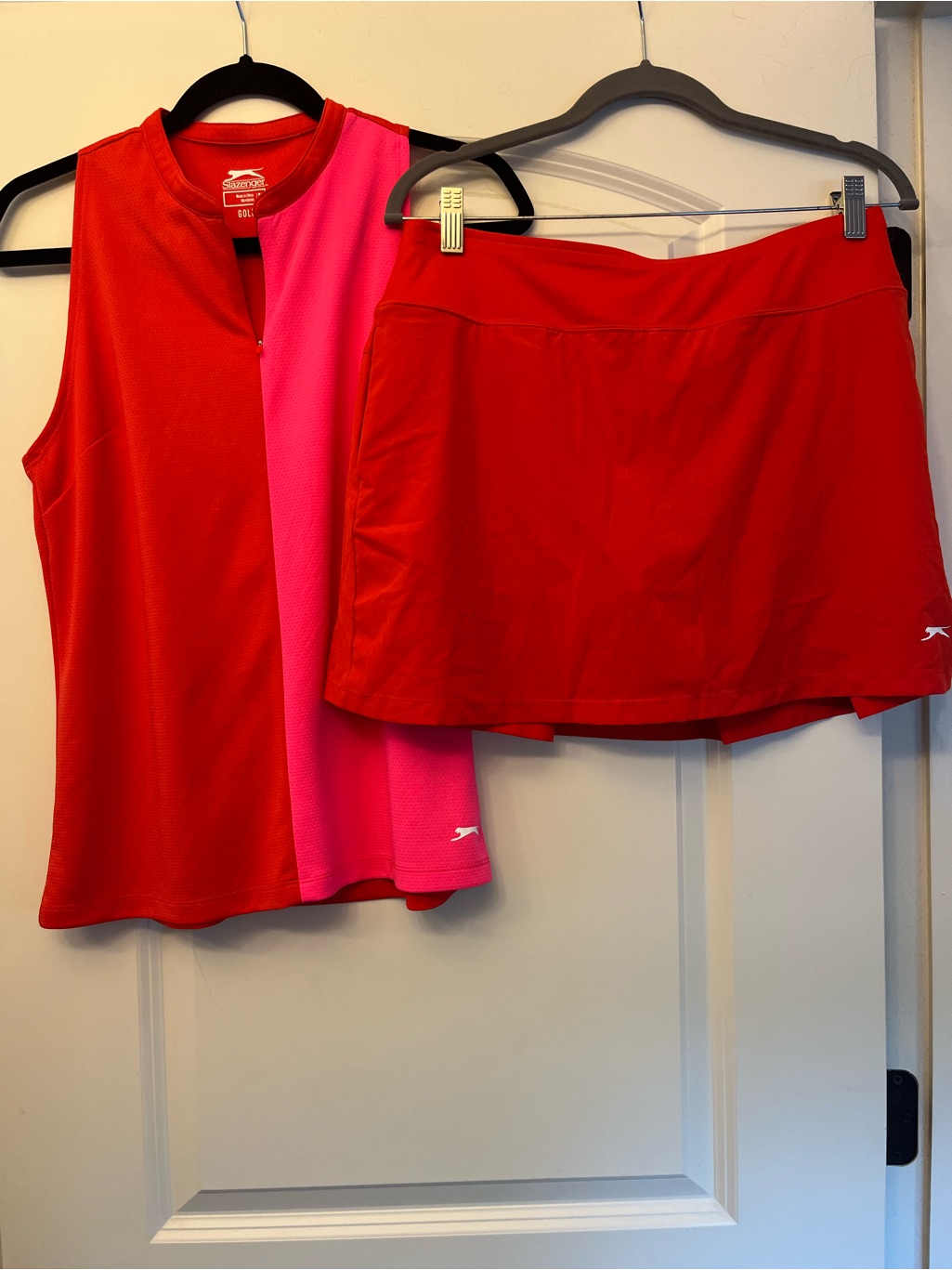 Slazenger Red And Hot Pink Golf Tank Top And Skirt